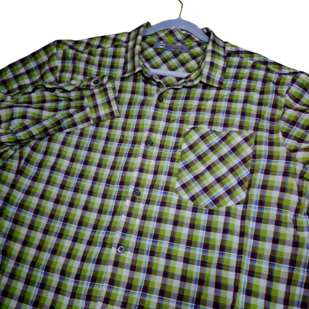 REI Co-Op Shirt Men's XL Olive‎ Green Plaid Long Sleeve Button Down, EUC